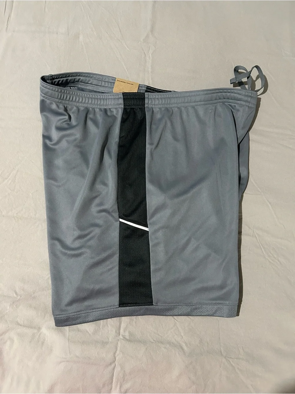 Nike Men's Gray Athletic Shorts with Black Side Panels